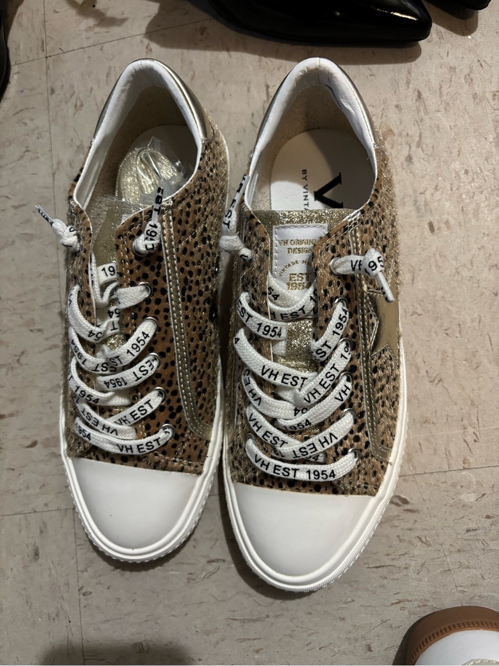 Vintage Havana Leopard Print Sneakers with White Accents
